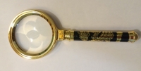 Лупа "Дракон" подарочная, D=6 см, L=15 см, увеличение в 5 раз, черная ручка с гравировкой в виде золотого дракона. 