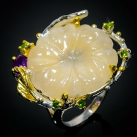 Купить Кольцо Лунный камень Цветок в интернет-магазине Роза Мира
